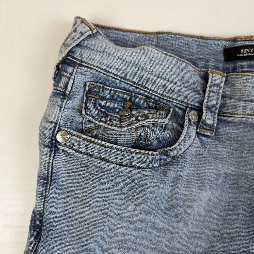 True Religion Ricky Relaxed Straight Jeans Men’s 34w 33x Light Wash Blue